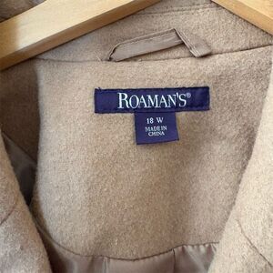 Roaman's Women's Plus 18W Camel Wool Blend Mid-Length Overcoat